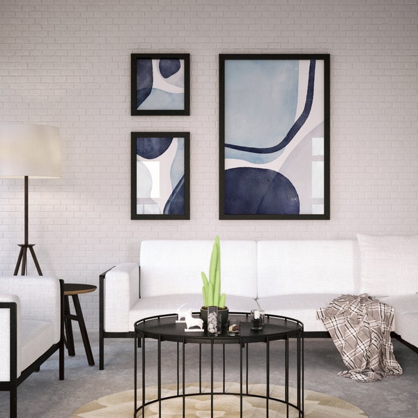 Navy Gray Wall Art Etsy