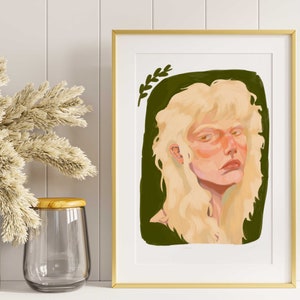 Gouache Portrait Print, Printable Wall Art, Digital Download Print, Gouache Portrait Painting, High Quality Art Print, Poster