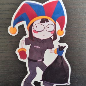 Pomni Spudsy Sticker - The Amazing Digital Circus, TADC Character, Decal, Gloss Vinyl, Water-resistant, Hand-Drawn, Free Shipping