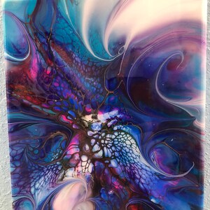 Fluid Art Acrylic Pour Painting Peacock Wings Unique Gifts