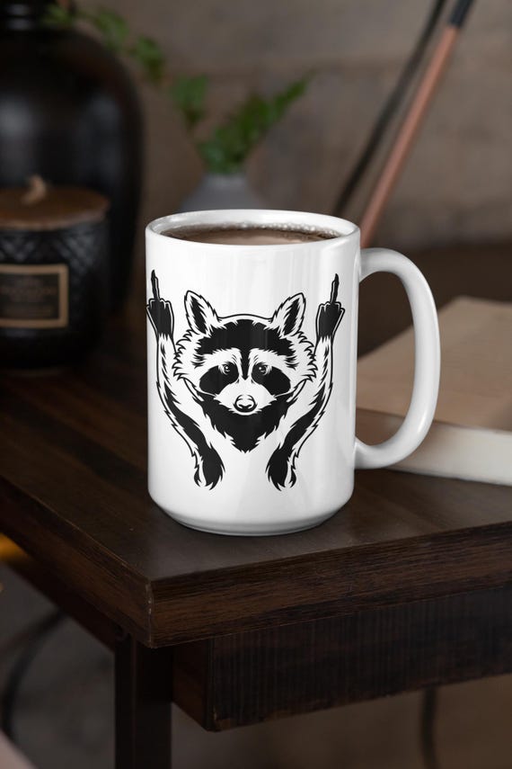 Feral Racoon Ceramic Mug 11oz & 15oz, Funny Racoon coffee mug.