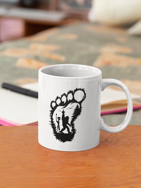 Bigfoot and Alien flipping off Coffee Mug, office mug, 15oz mug, Funny, rude, crude mug, office gifts, sarcastic mug, coffee cup