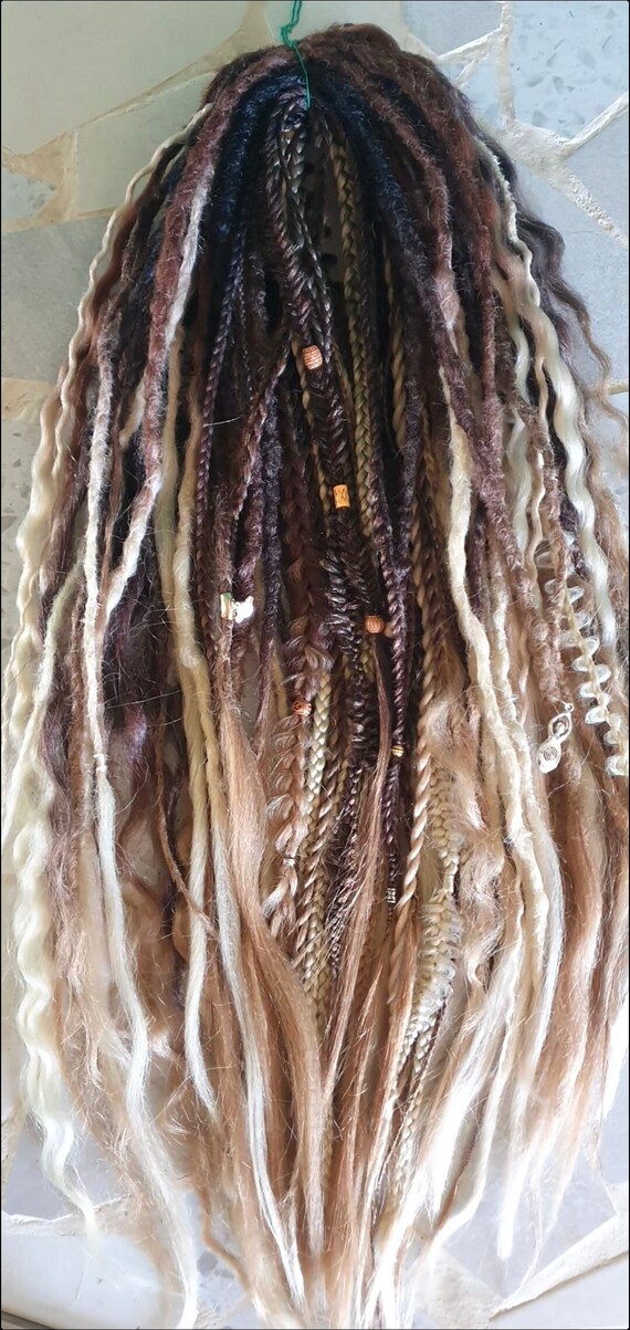 Set of 40 Handmade Dreadlocks Xfull Set of 40 Bright Pastel Blends Dreads, Pink, Blue  main image 4