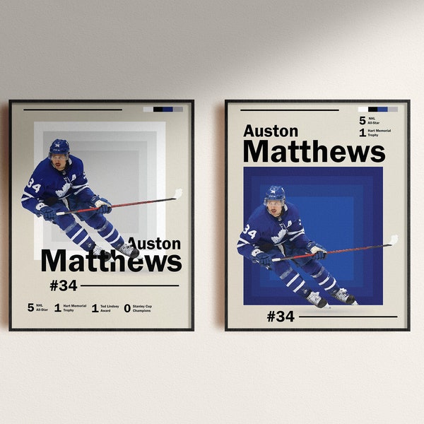 Auston Matthews Toronto Maple Leafs | Hockey Poster für Bar, Büro, Spielzimmer, Höhle oder perfektes Geschenk für Hockey-Fan | DIGITALDRUCK
