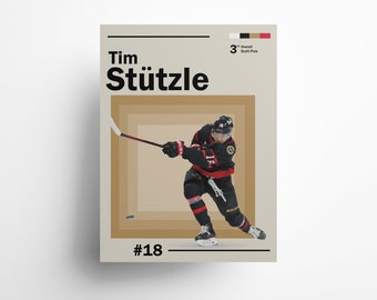 Tim Stützle - Ottawa Hockey | Hockey poster, modern minimalist NHL wall art, Hockey bedroom, sports games room print, nhl fan gift idea