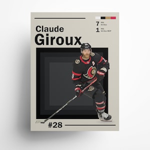 Claude Giroux - Senators Hockey | Hockey poster, modern minimalist NHL wall art, Hockey bedroom, sports games room print, nhl fan gift idea