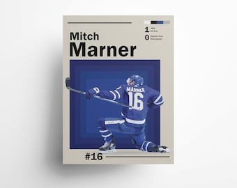 Mitch Marner Toronto Maple Leafs | Hockey poster, modern minimalist NHL wall art, Hockey bedroom, sports games room print, nhl fan gift idea