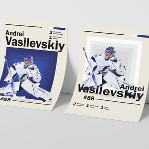 André Vasilevskiy Tampa Bay Lightning | Hockey poster, modern NHL wall art, Hockey bedroom, sports games room print, nhl fan gift idea