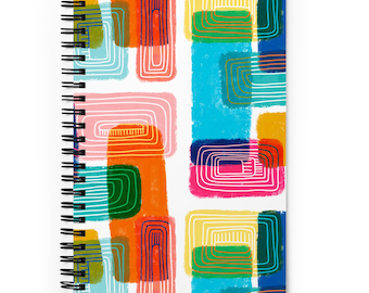 Small Abstract Polygon Spiral Notebook in Primary