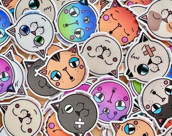 Cute Kitty Pack! 8 Premium Waterproof Vinyl Die-cut Pet Cat Stickers Set
