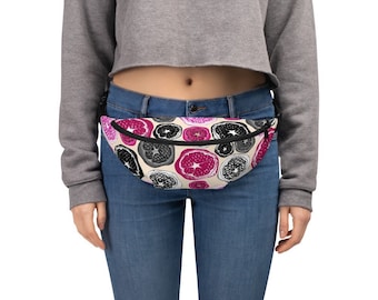 Juicy Pomegranate Fanny Pack with Hidden Pocket in Fuchsia Fizz