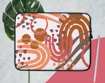 Abstract Arcs Boho Laptop/Tablet Case in Pink Earth