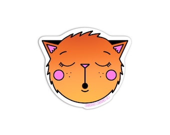 Fluffy Orange Ombré Sleepy Kitty Premium Waterproof Vinyl Die-cut Cat Sticker