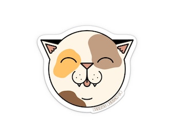 Chubby Calico Kitty with Tongue Out Premium Waterproof Vinyl Die-cut Cat Sticker