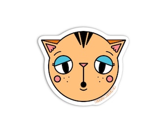 Ditzy Orange Tabby Cat Premium Waterproof Vinyl Die-cut Cat Sticker