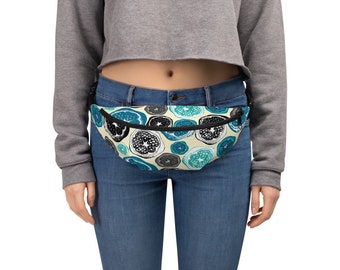 Juicy Pomegranate Fanny Pack with Inner Pocket in Deep Ocean