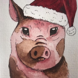 Weihnachtskarte  Tier / Schwein
