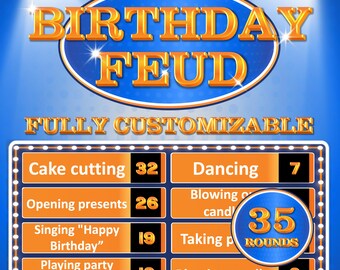 Birthday Friendly Feud Game | Birthday Party Game | Party Games | Birthday Trivia Game | Birthday Feud Game | Adult Birthday Games |Birthday
