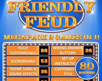 Friendly Feud Template | 80 Round Megapack | Powerpoint Games | Party Games | Family Game Night | Trivia Night | Party Game | Partie