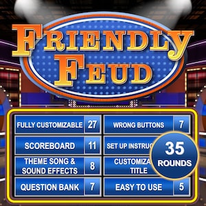 Friendly Feud Template | Powerpoint Games | Party Games | Family Game Night | Trivia Night | Party Game | Powerpoint Game