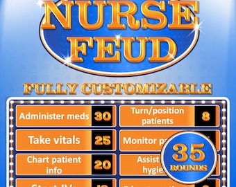 Nurse Friendly Feud Template | Nursing Games | Nurse Game | Nurse Retirement | Trivia Night | Nurse Retirement | Nurse Appreciation |Nursing