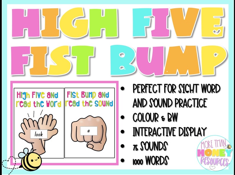 High Five Fist Bump the Sight Word / Letter / Sound / Phoneme