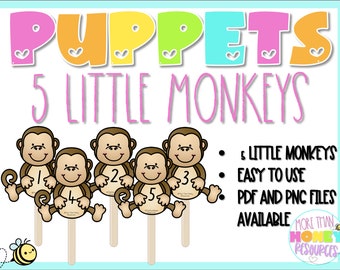5 Little Monkeys Crazy Monkeys Puppets Preschool Props Sing A Long
