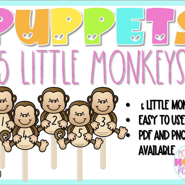 5 Kleine Affen Crazy Monkeys Puppen Vorschule Requisiten Singen A Long
