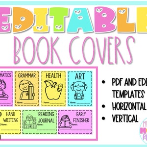 Editable Book Covers - Student Subject Classroom