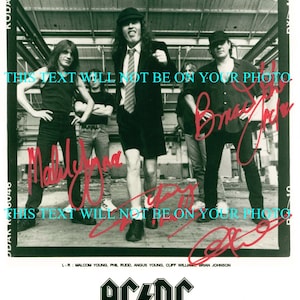 AC/DC group band Malcom and Angus Young, Brian Johnson + signed autographed 8x10 reprint photo Legendary Performers ACDC
