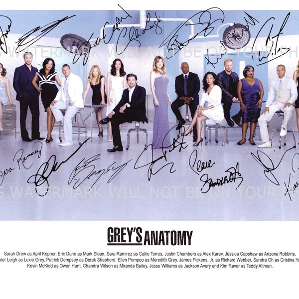 GREY'S ANATOMY Full Cast Patrick Dempsey Ellen Pompeo Meredith Grey Kim Laver + signed autograph autographed 8x10 photo reprint Grays Greys