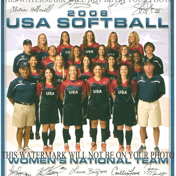 USA National Softball Team Osterman Abbott Bustos Finch Flowers + facsimile signed autograph autographed 8x10 reprint photo Olympics 2008