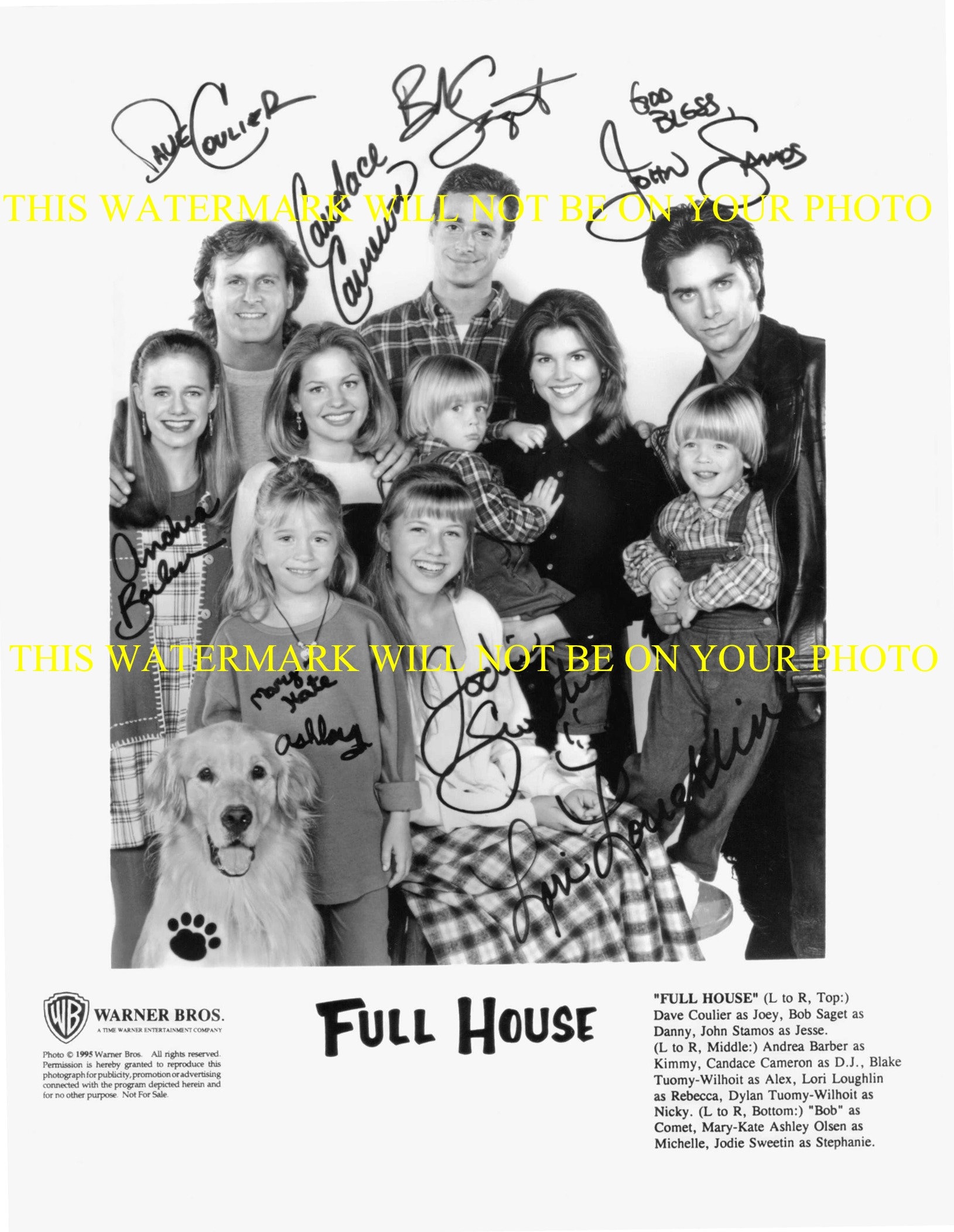 FULL HOUSE Cast John Stamos Bob Saget Mary Kate \u0026 Ashley Olsen Twins  Sisters + signed autograph autographed 8x10 photo reprint great tv show, image size:1629x2104