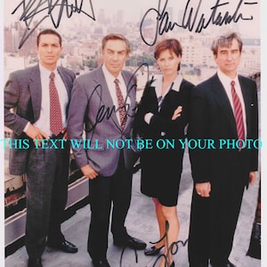 LAW & ORDER Cast Jerry Orbach Sam Waterson Carrie Lowell and Benjamin Bratt  signed autograph autographed 8x10 photo reprint Classic TV show