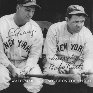 Babe Ruth and Lou Gehrig Baseball Legends NY Yankees signed autograph autographed 8x10 photo reprint