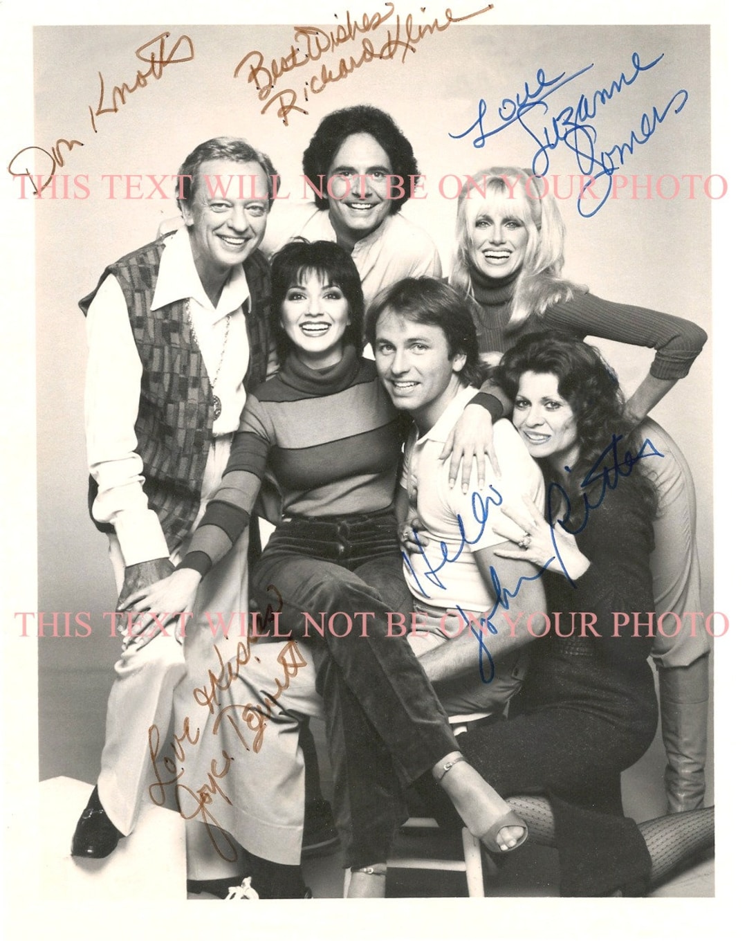 THREE'S COMPANY Cast Suzanne Somers Don Knotts Joyce Dewitt John Ritter