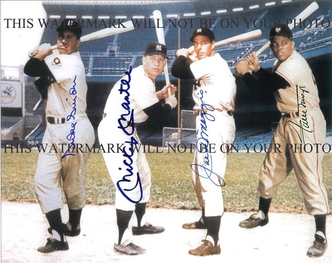 Willie Mays Mickey Mantle Joe Dimaggio and Duke Snider Signed Autograph ...