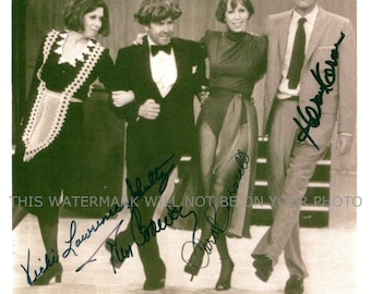 The CAROL BURNETT TV Show Cast Tim Conway Harvey Korman and Vicki Lawrence signed autograph autographed 8x10 reprint photo all four