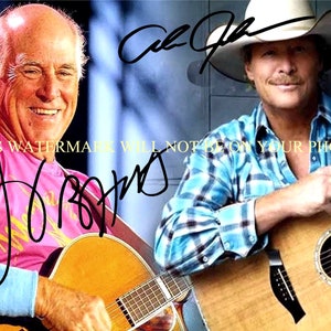 Jimmy Buffett and Alan Jackson signed autograph 8x10 reprint photo of the two legendary performers, Its 5 O&#39;Clock somewhere
