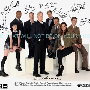 NCIS Cast Mark Harmon Pauley Perrette Cote de Pablo David McCallum Sean Murray + signed autograph autographed 8x10 promotional photo reprint
