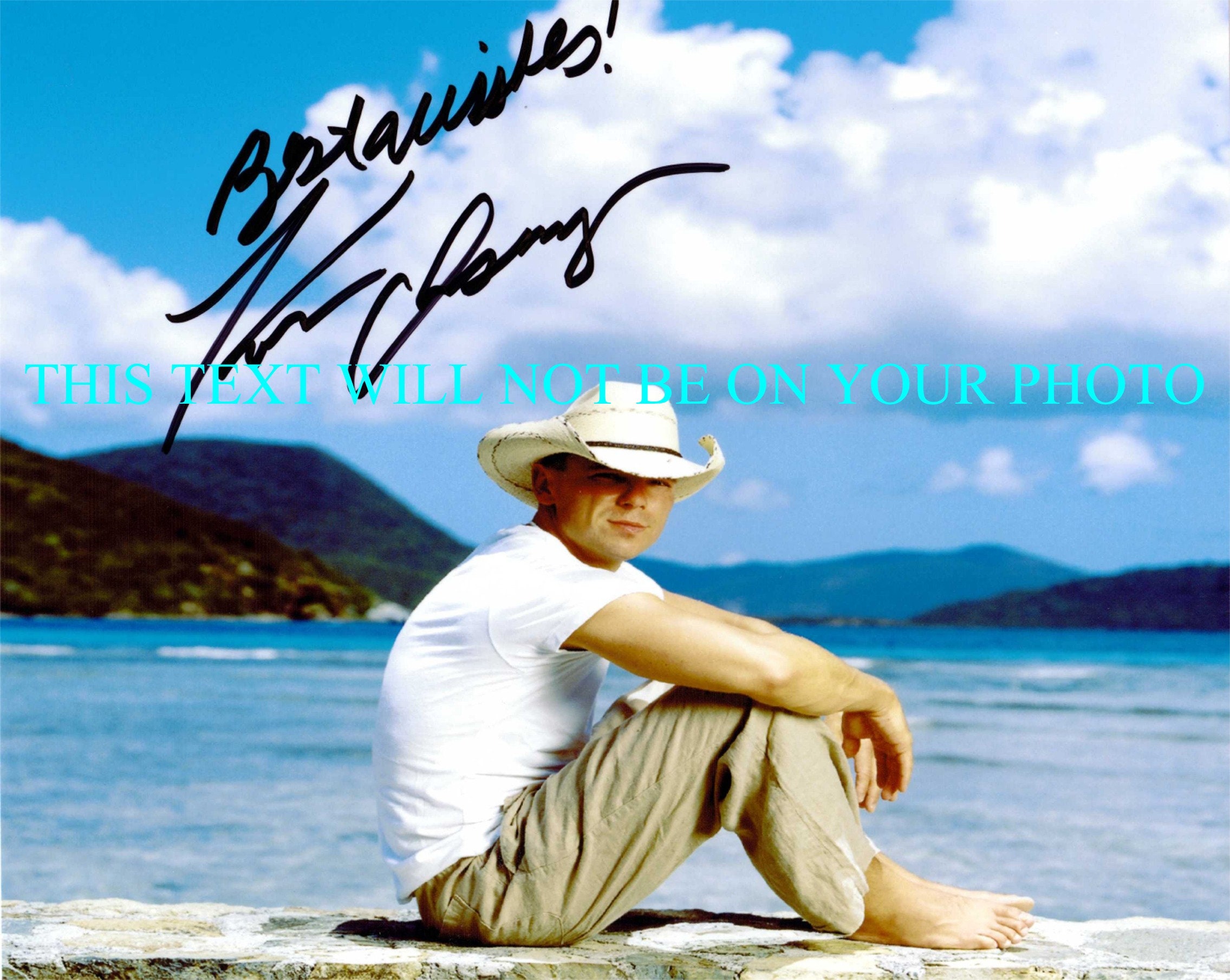 KENNY CHESNEY Signed Autograph Autographed 8x10 Beautiful Island Beach