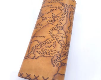 Lord of the Rings Tobacco Pouch, Engraved Middle Earth Map, Genuine  Leather, Vintage Handcrafted Gift