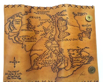 lord of the rings tobacco pouch Lord of the Rings Tobacco Pouch, Engraved Middle Earth Map, Genuine  Leather, Vintage Handcrafted Gift