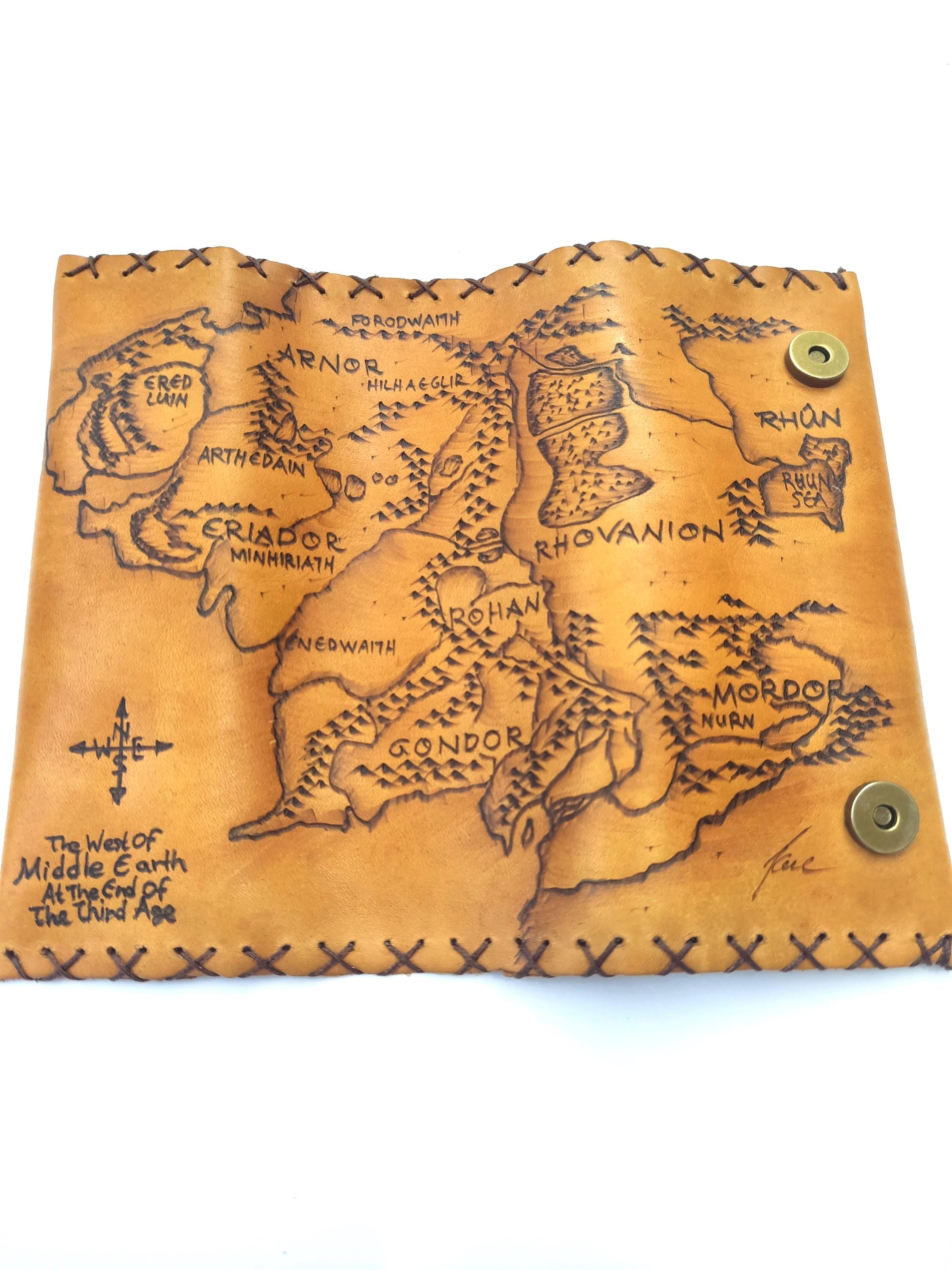 lord of the rings tobacco pouch Lord of the Rings Tobacco Pouch, Engraved Middle Earth Map, Genuine  Leather, Vintage Handcrafted Gift