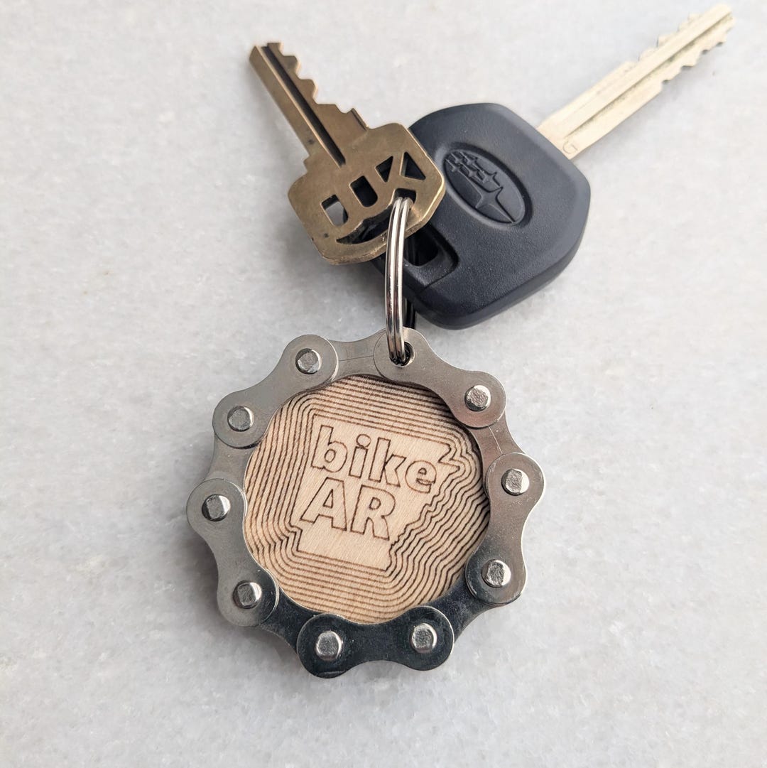 Arkansas State Bike Keychain - Laser Cut AR Map With Bike Chain Design ...