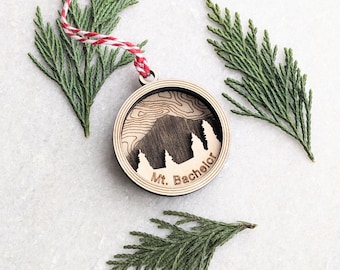 Mount Bachelor 3D Wooden Christmas Ornament- Mountain Lover Gift - Oregon Ornament - Hiker Gift - Oregon PNW Souvenir - Tree Decor