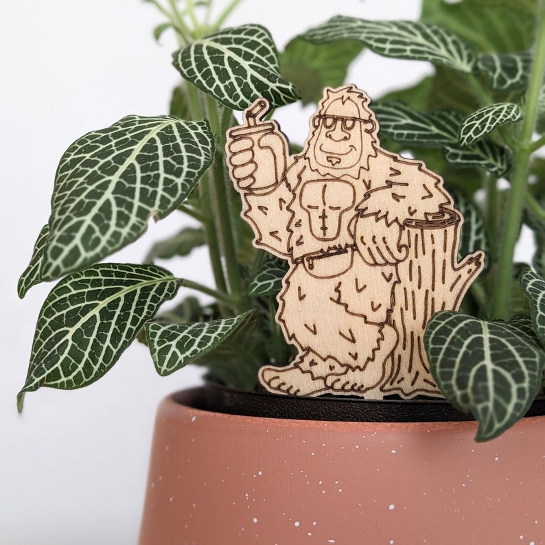 Sasquatch Bigfoot Plant Decoration Indoor Houseplant Decor Plant Accessory Plant Lover Gift Funny and Quirky Gift PNW image 2