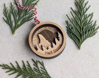 Half Dome Yosemite Wooden Christmas Ornament: California Hiker Gift