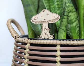 Cute Mushroom House - Plant Pal - Houseplant Accessory Decoration - Gift for Plant Lover and Gardener - Indoor Plant Accessory - Plant Buddy