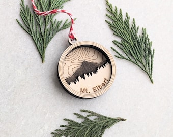 Mount Elbert 3D Wooden Christmas Ornament- Mountain Lover Gift - Colorado Ornament - Hiker - Colorado Souvenir - Tree Decor